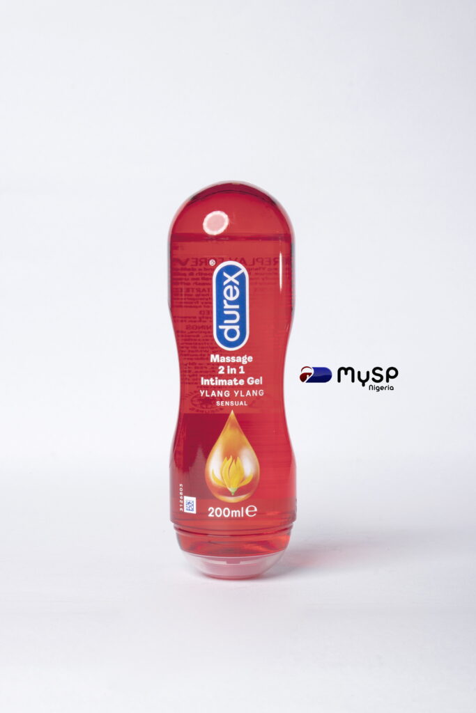 Durex 2-in-1 lubricant feels smooth, tastes sweet and is deliciously fruity
 	It stimulates the clitoris, making it easy to reach orgasm
 	It's suitable for vagina, oral and anal sex
 	It also doubles as a massage lube
 	Eases vaginal dryness & intimate discomfort whilst creating an exotic and adventurous experience for both of you.
 	Water Soluble, easy to use and to wash off and it won't stain.
 	Compatible with condoms and sex toys
 	100% safe and secure, Luscious cherry flavored intimate lubricant gel
 	Direction Of Use: Take off the cap and just squeeze gently smoothing the lube onto your intimate area and all over your body.